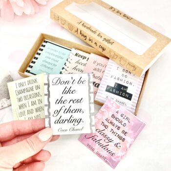 Fashion Lover Gift: Handcrafted Tea Gift Set Inspired by Coco Chanel Quotes