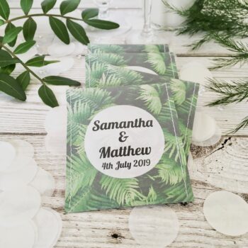 Personalised Tea Wedding Favours – Forest Fern Design