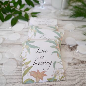 Personalised Tea Wedding Favours – Classic Botanical Design